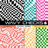 Wavy Checks - Groovy Retro Geometric Patterns