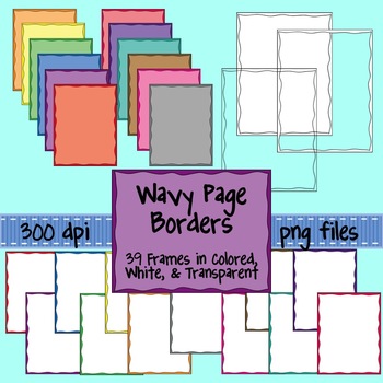 Preview of Wavy Doodle Page Borders - 39 Skinny Frames for Commercial Use