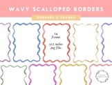 Wavy Scallop Watercolor Border Frame Clipart, Classroom De