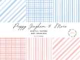 Preppy Gingham Diagonals Stripes Digital Paper Pack, Class