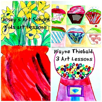 Preview of Wayne Thiebaud Art History Lessons 3 Pack History Lesson with Art Projects