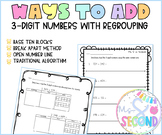 Ways to Add 3-Digit Numbers | Regrouping | Printable | Dis