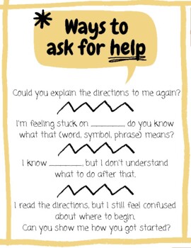 Preview of Ways to Ask for Help Poster