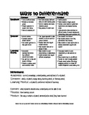 Ways to Differentiate - Student Characteristics and Proces