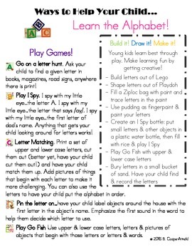Preview of Ways to Help Your Child Learn the Alphabet Parent Handout