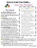 Ways to Help Your Child Learn the Alphabet Parent Handout