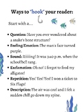 Ways to "Hook" your reader - Anchor Chart / Fill in the Blank