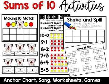 Preview of Ways to Make 10 Song- Anchor Chart- Activities