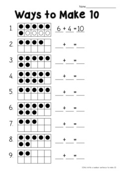 Ways To Make Ten Worksheet