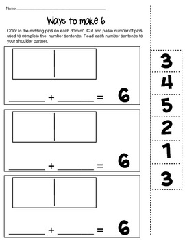 Ways to Make 6, 8 and 10 with missing addends by Kitty Kitty Kindergarten