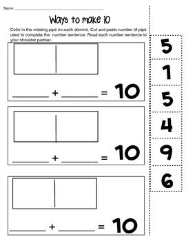 Ways to Make 6, 8 and 10 with missing addends by Kitty Kitty Kindergarten