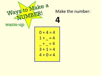 Preview of Ways to Make a Number (Smartboard Interactive Game)