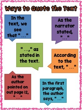 Preview of Ways to Quote the Text Anchor Chart