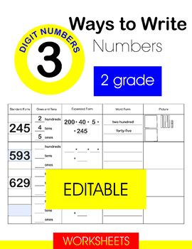 Preview of Ways to Write 3-Digit Numbers. EDITABLE WORKSHEET