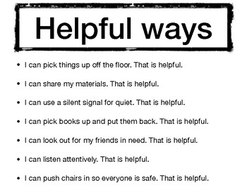 Preview of Ways to be helpful