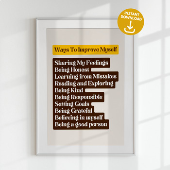 Preview of Ways to improve myself, emotional regulation, zone of regulation posters