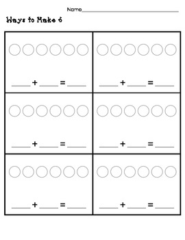 Ways to make 6, 7, 8, 9 by Katy Copeland | Teachers Pay Teachers