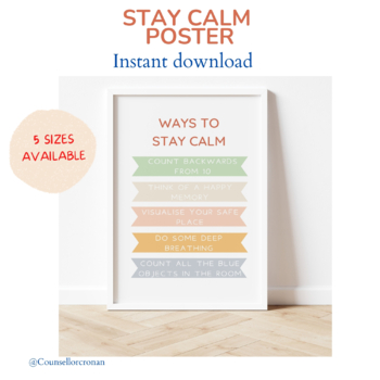 Preview of Ways to stay calm, calming corner poster, school counselor, psychologist