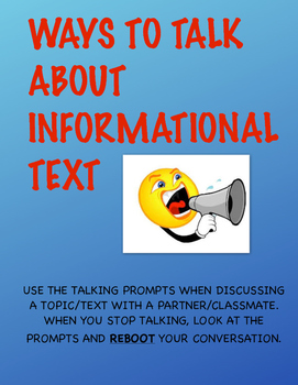 Preview of "WAYS TO TALK" ABOUT INFORMATIONAL TEXT