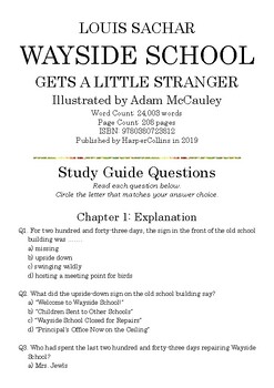 Preview of Wayside Sschool Gets a Little Stranger; Multiple-Choice Study Guide