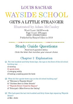 Preview of Wayside Sschool Gets a Little Stranger; Multiple-Choice Study Guide w/Answer Key