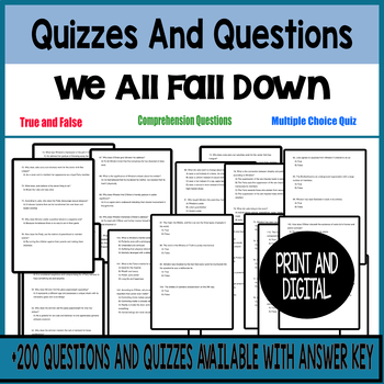 Preview of We All Fall Down by Eric Walters Questions & Quizzes With Answer Key