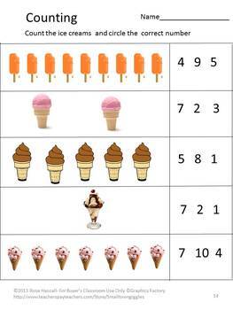 ice cream activities kindergarten math cut and paste worksheets sub plans