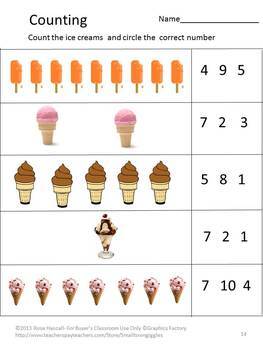 Download Ice Cream Theme Kindergarten Math & Literacy Distance Learning Packets