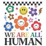 We Are All Human Retro Rainbow Pride Printable