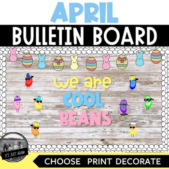 Preview of We Are Cool Beans Bulletin Board April Easter Door Decor & Jelly Bean Clipart