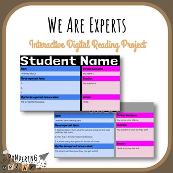 Preview of We Are Experts Interactive Digital Reading Project (Distance Learning)