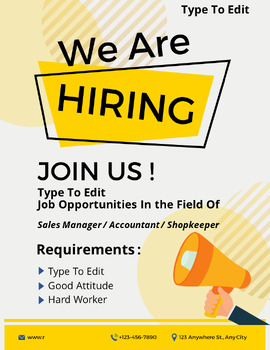 Preview of We Are Hiring Join Us Jobs Flyers (4) Fully Customize your Flyer Ready to Edit!