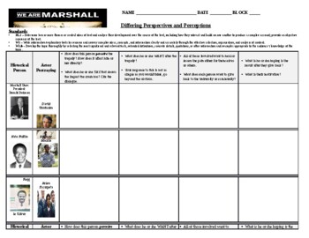 Preview of We Are Marshall - Film Analysis: Springboard Unit 1 Differing Perspective