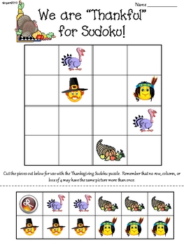 Preview of Thanksgiving Primary Sudoku