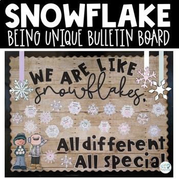 Preview of We Are Unique Winter Bulletin Board Kit or Door Decor with Snowflakes FREEBIE