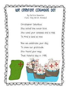 Preview of We Celebrate Columbus Day Song for ELA
