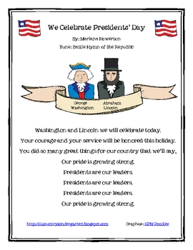 Preview of We Celebrate Presidents' Day Poem/Song for Shared Reading