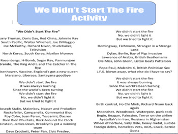 Preview of We Didn't Start the Fire Song Cold War and Historical Analysis