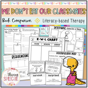 Preview of We Dont Eat our Classmates Speech and Language Therapy Book Companion