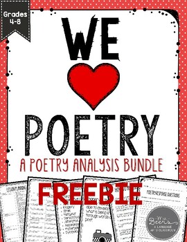 Preview of We HEART Poetry!  A Poetry Analysis FREEBIE for Grades 4-8