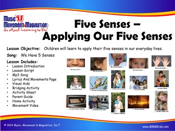 Preview of Applying our Senses: We Have Five Senses Song Mp3, Visuals, Activities & More!