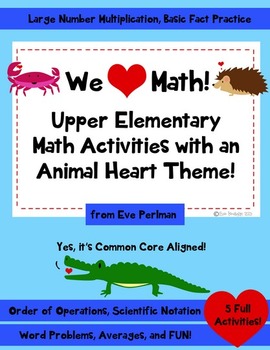 Preview of We Heart Math: Animal Activity Pack (Great for Valentine's Day!) 3rd, 4th, 5th