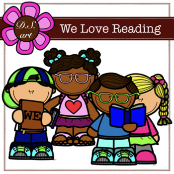 Preview of We Love Reading Digital Clipart (color and black&white)
