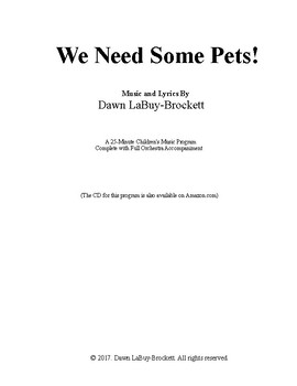 Preview of "We Need Some Pets!"  A 25-min. Music Program for Children