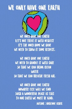 We Only Have One Earth By Adrienne S Printable Poems Tpt