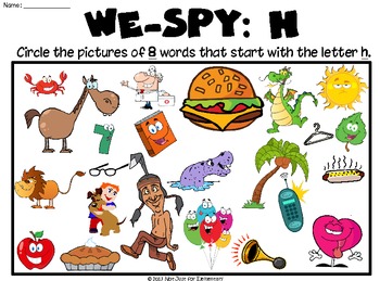 we spy letter h by funs not just for elementary tpt