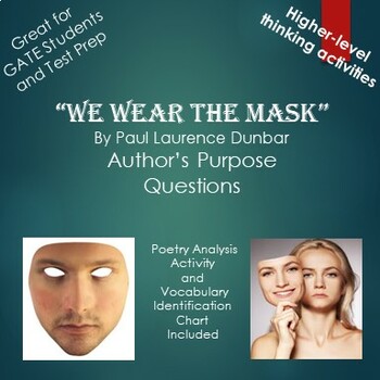 Preview of We Wear the Mask By Paul Laurence Dunbar Poetry Analysis Activities