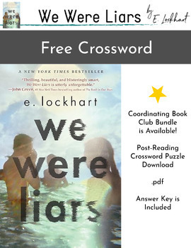 Preview of We Were Liars by E. Lockhart Crossword Puzzle / Popular YA Suspense Novel!