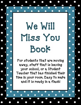 Preview of We Will Miss You Book Freebie