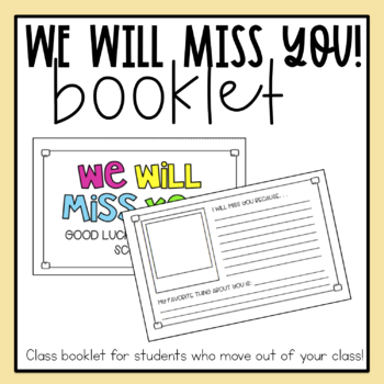 Preview of We Will Miss You Class Booklet